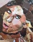 portrait tout en collages de magazines à la manière de l'artiste Derek Gores, réalisé au cours adolescent de l'atelier croqu'art, dirigé par coraline van butsele à villers-cotterêts